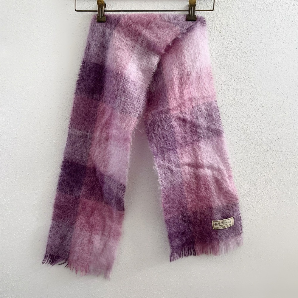 JAMES PRINGLE Weavers Vintage Mohair Blend Plaid Scarf